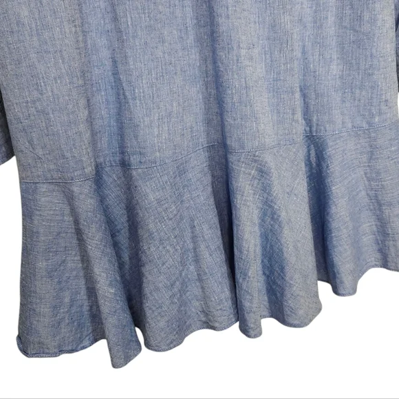 Tuckernuck Blue Cotton Chambray Callahan ButtonDown Shirt Dress Ruffle Hem Small - Picture 9 of 11